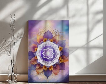 Crown Chakra Wall Art Gallery Wrapped Canvas Art Meditation Wall Art Boho Wall Decor Chakra Gift Sacred Geometry Mindfulness Gift
