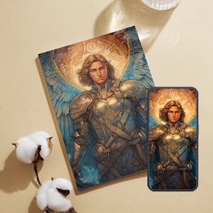 Archangel Michael Printable Angel Wall Art in 4 Sizes and Phone Wallpaper Digital Angelic Art Angel Art Print Lockscreen Mobile Wallpaper