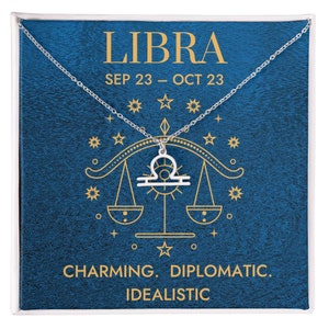 Libra Zodiac Sign Necklace Astrology Jewelry Gift Libra Birthday Zodiac Pendant Charm Gold Zodiac Necklace September October Birthday Gift