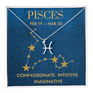Pisces Zodiac Sign Necklace Astrology Jewelry Gift Pisces Zodiac Pendant Charm Gold Zodiac Necklace February March Birthday Gift