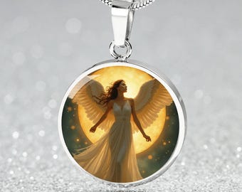 18k Gold Archangel Jophiel Necklace Angel Jewelry Guardian Angel Necklace Angel Art Angel Gift Guardian Angel Gift Spiritual Jewelry