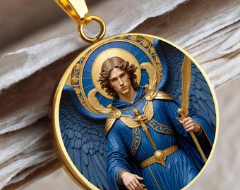 18k Gold Archangel Michael Necklace Angel Jewelry Guardian Angel Necklace Angel Art Angel Gift Guardian Angel Gift Spiritual Jewelry