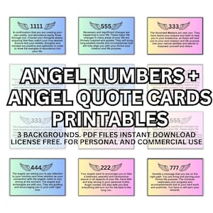 Engelennummers Citaatkaarten engel Afdrukbare set Digitale download Affirmatie citaatkaarten Bemoedigende citaten Kleurrijke citaten Afdrukbare citaten