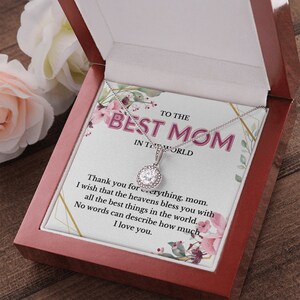 El mejor regalo para el Día de la Madre en oro blanco para mamá Collar para madres con tarjeta de mensaje Esperanza eterna Regalo para mamá Ideas de regalo para ella Regalo para mamá Regalo para mujeres