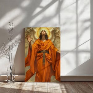 Archangel Uriel Angelic Aura Art Nouveau Canvas Art - Archangel Art - Angel Artwork - Spiritual Home Decor - Available in 3 sizes
