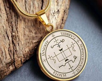 18k Gold Archangel Gabriel Sigil Necklace Guardian Angel Necklace Archangel Sigil Protection Sigil Archangel Pendant Angel Sigils