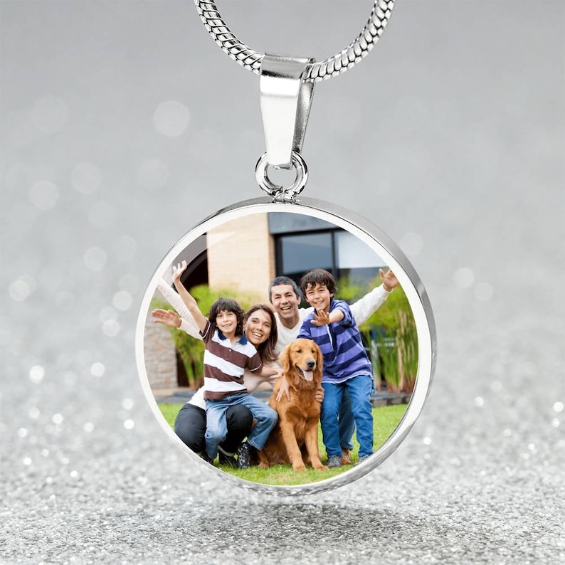 18k Gold Plated Custom Family Photo Necklace, Personalized Keepsake ...