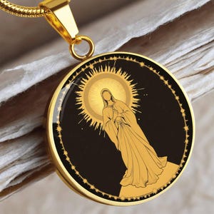 18k Gold Plated Blessed Virgin Mary Necklace, With Custom Engraving, Virgin Mary Jewelry, Virgin Mary Necklace Pendant, Silver Virgin Mary