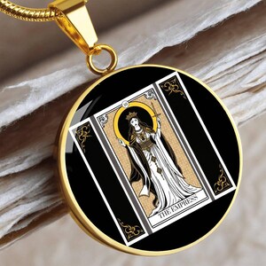 18K Gold Plated The Empress Tarot Card Necklace, Custom Gold Tarot Necklace with Engraving Option, Witchy Gift for Her, Tarot Jewelry