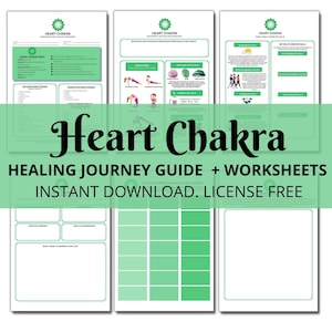 Hartchakra-healinggids Afdrukbare werkbladen Chakra Afdrukbare genezingstabel Afdrukbare activiteitentherapie coaching werkbladen zelfzorg