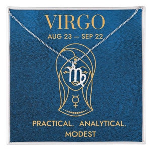Virgo Zodiac Sign Necklace Astrology Jewelry Gift Virgo Birthday Zodiac Pendant Charm Gold Zodiac Necklace August September Birthday Gift