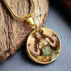 18k Gold Plated Goddess Abundantia Necklace, Custom Engraving, Gift for Her, Birthday Gift, Spiritual Gift, Goddess Necklace For Women