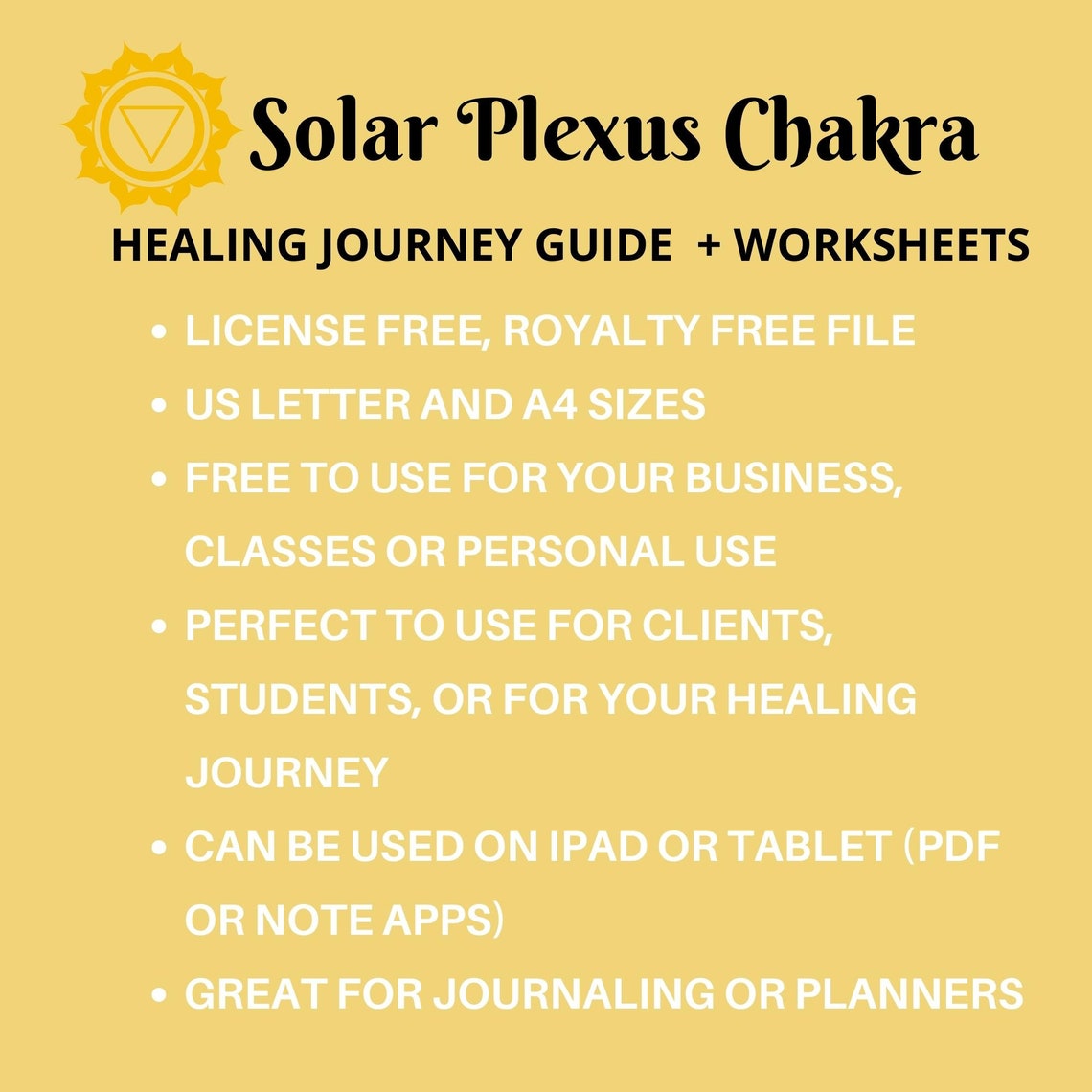 Solar Plexus Chakra Healing Guide Printable Worksheet Chakra Printable ...