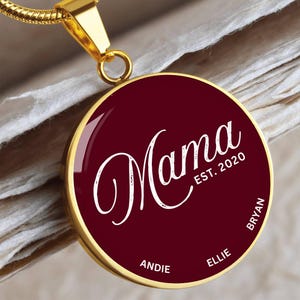 18k Gold Plated Mama Est Necklace, Custom Year Names Necklace, Mothers Necklace Mom Gift, Necklace for Mom, Mama Necklace, Mothers Day Gift