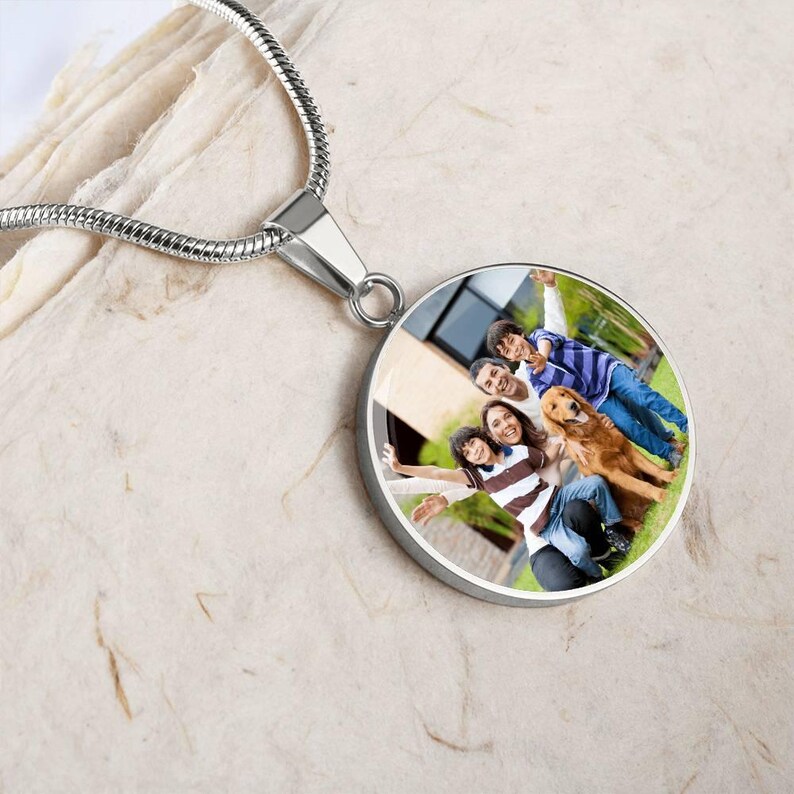 18k Gold Plated Custom Family Photo Necklace, Personalized Keepsake ...