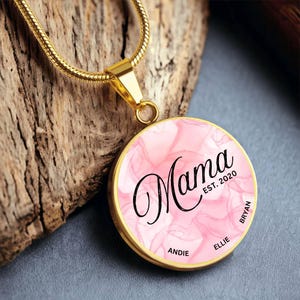 18k Gold Plated Mama Est Necklace, Custom Year Names Necklace, Mothers Necklace Mom Gift, Necklace for Mom, Mama Necklace, Mothers Day Gift