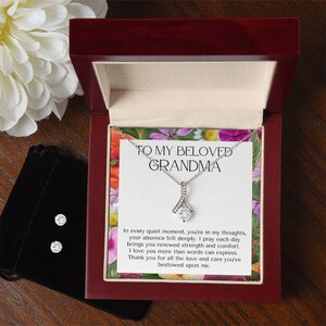 An meine geliebte Oma Anziehende Schönheit Halskette und Ohrringe Geschenkset mit Blumen Mitteilungskarte Oma Geschenk Beste Oma überhaupt Gigi Geschenke