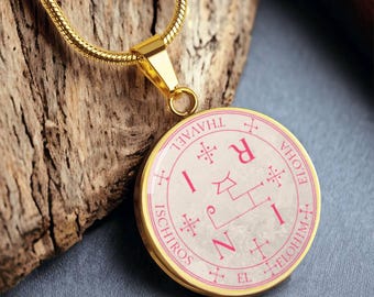 18k Gold Plated Archangel Thavael Sigil Necklace Guardian Angel Necklace Protection Sigil, Grimoire of Armadel Sigil Magick Angel Sigil Luck