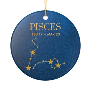 Astrological Pisces Ceramic Ornament - Zodiac Decoration, Holiday Gift, Home Decor, Star Sign Keepsake, Personalized Gift