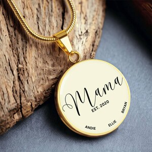 18k Gold Plated Mama Est Necklace, Custom Year Names Necklace, Mothers Necklace Mom Gift, Necklace for Mom, Mothers Day Gift, New Mom Gift