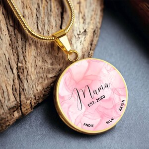 18k Gold Plated Mama Est Necklace, Custom Year Names Necklace, Mothers Necklace Mom Gift, Necklace for Mom, Mama Necklace, Mothers Day Gift