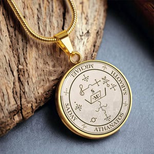 18k gold archangel michael sigil necklace protection sigil manifestation sigil spiritual jewelry