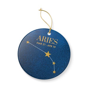 Zodiac Aries Ceramic Ornament | Astrology Gift | Home Decor | Personalized Gift | Birthday Ornament | Celestial Decoration