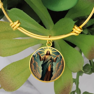 18K Gold Jesus Bracelet | Jesus Gift Faith Bracelet | Gold and Stainless Steel Options | Jesus Jewelry | Adjustable Christian Bracelet No. 3