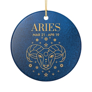 Astrological Aries Ceramic Ornament - Zodiac Decoration, Astrology Gift, Home Decor, Birthday Gift, Celestial Ornament