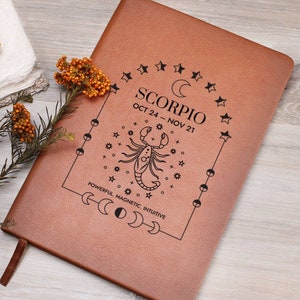 Scorpio Astrology Journal Vegan Leather Notebook With Bookmark and Closure Scorpio Gift Manifest Journal Shadow Work Celestial Notebook