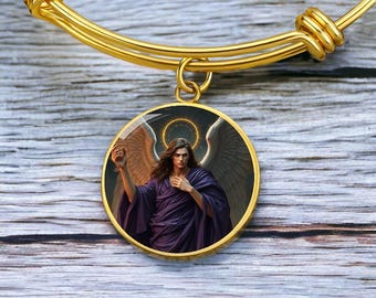 18k Gold Plated Archangel Zadkiel Bracelet Guardian Angel Jewelry Archangel Pendant Angel Art Guardian Angel Gift Spiritual Jewelry