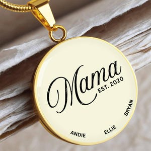 18k Gold Plated Mama Est Necklace, Custom Year Names Necklace, Mothers Necklace Mom Gift, Necklace for Mom, Mama Necklace, Mothers Day Gift