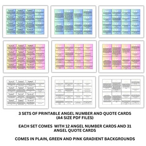 Angel Numbers Angel Quote Cards Printable Set Digital Download ...