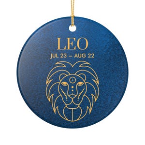 Leo Zodiac Ceramic Ornament, Horoscope Decor, Astrology Gift, Leo Symbol Decoration, Unique Holiday Ornament