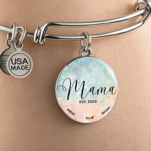 Mama Est Bracelet | Personalized Name Bracelet for Moms | Custom Engraving | Adjustable Length | Mothers Day Gift | Mama Gift | New Mom Gift