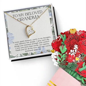 To My Beloved Oma Herz Halskette mit Garten Nachricht Karte Blumenstrauß Oma Geschenk Für Gigi