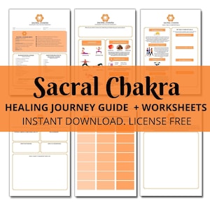 Healinggids heiligbeenchakra Afdrukbare werkbladen Afdrukbare chakra-genezingstabel Afdrukbare activiteitentherapie coaching werkbladen zelfzorg