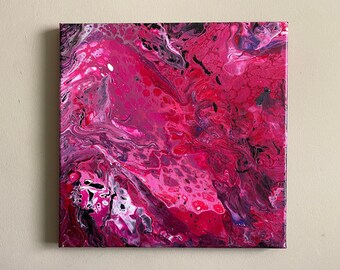 Valentine Fluid Art Pink Red "Love" Wall Decor, Gift