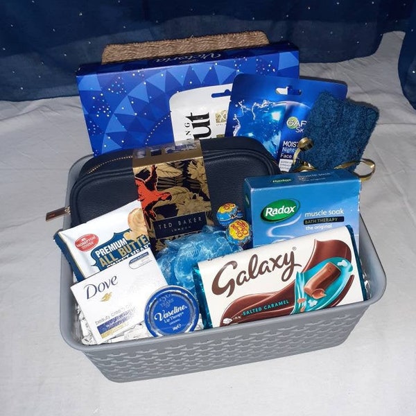 Mens Luxury Blue Relaxing Gift Hamper | Pamper Kit | Birthday | Father's Day Gift | Pick Me up | Hug In A Box | Self-Care Package