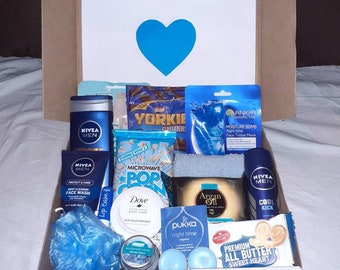 Mens Luxury Blue Relaxing Gift Hamper | Father's Day Gift | Birthday | Pamper Kit | Pick Me up | Hug In A Box | Self-Care Package - For Him