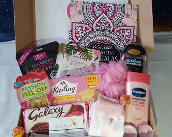 Ladies Pretty Pink Relaxing Gift Hamper | Self-Care Package | Pick Me Up | Spa Kit | Thank You | Treat Box | Hug In A Box - Gift For Her