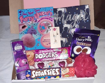 Girls Unicorn Birthday Gift Hamper | Treat Box | Letterbox Gift | Activity Pack | Pink Gift Set | Arts & Craft Set - Gift For Her