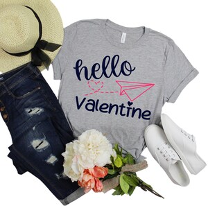 Hello Valentine with Paper Airplane SVG Cut-File; Valentine&#39;s Day Design, Digital Download