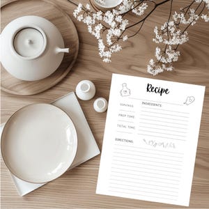 Printable and Editable PDF Recipe Book Template for Meal Planning & Recipe Organization - Binder with Blank Recipe Pages (A4, A5, Letter)