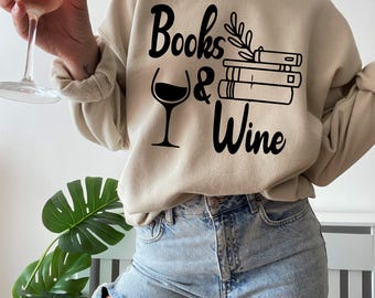 Books & Wine Digital Download; SVG, PNG, JPG