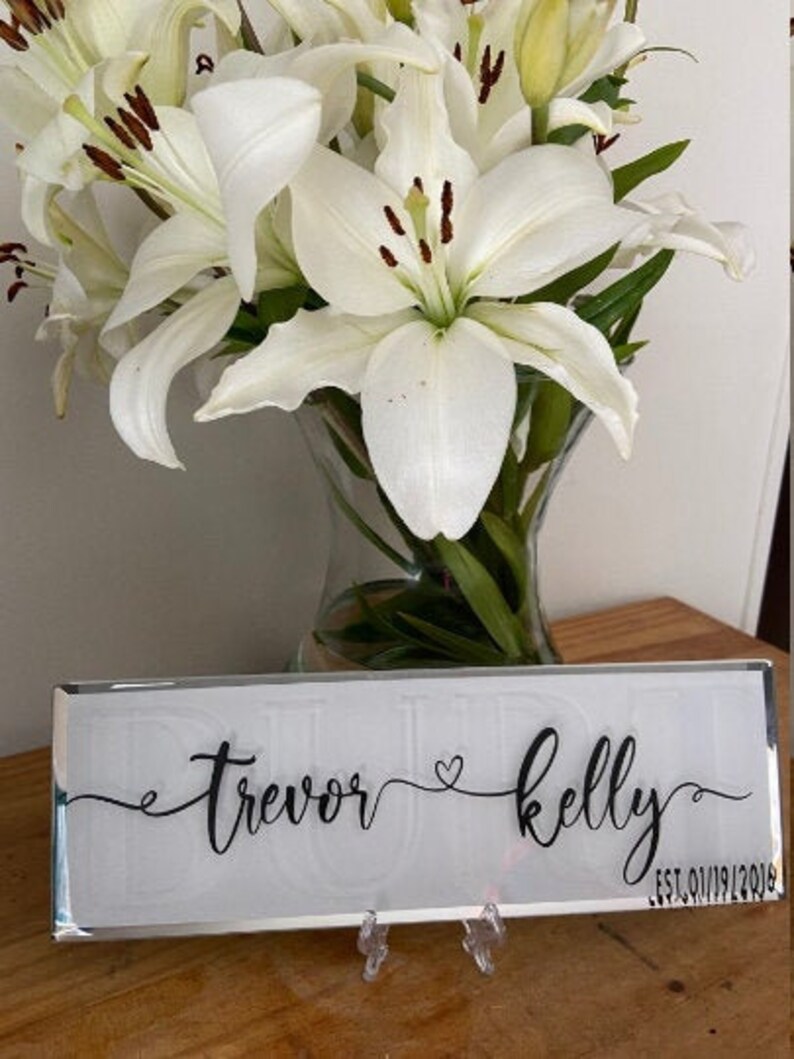 Personalized Decorative LOVE Glass Tile Custom Made Home Decor Couple Names Beautiful Display Unique Gift