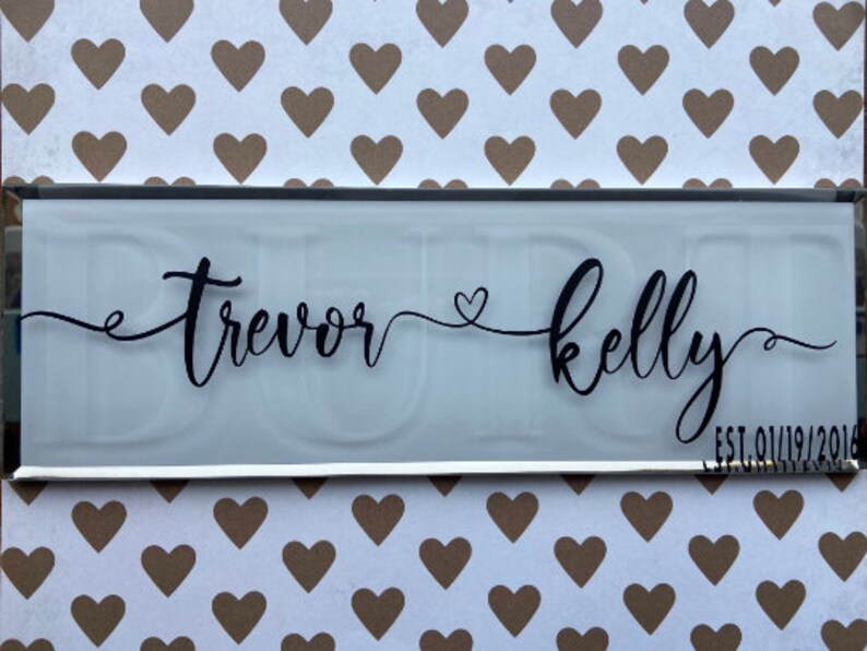 Personalized Decorative LOVE Glass Tile Custom Made Home Decor Couple Names Beautiful Display Unique Gift