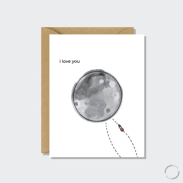 Anniversary Card - I love you, Birthday, Valentine's Day, Moon and Back, Card for girlfriend, boyfriend, partner, husband, wife