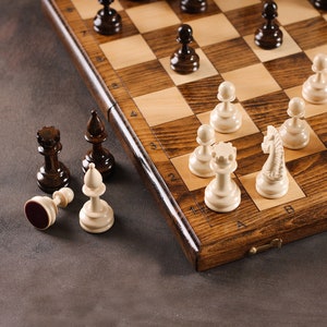 Klassieke houten schaakset, handgemaakte schaakset