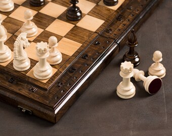 Wooden Hand-Carved Chess Set